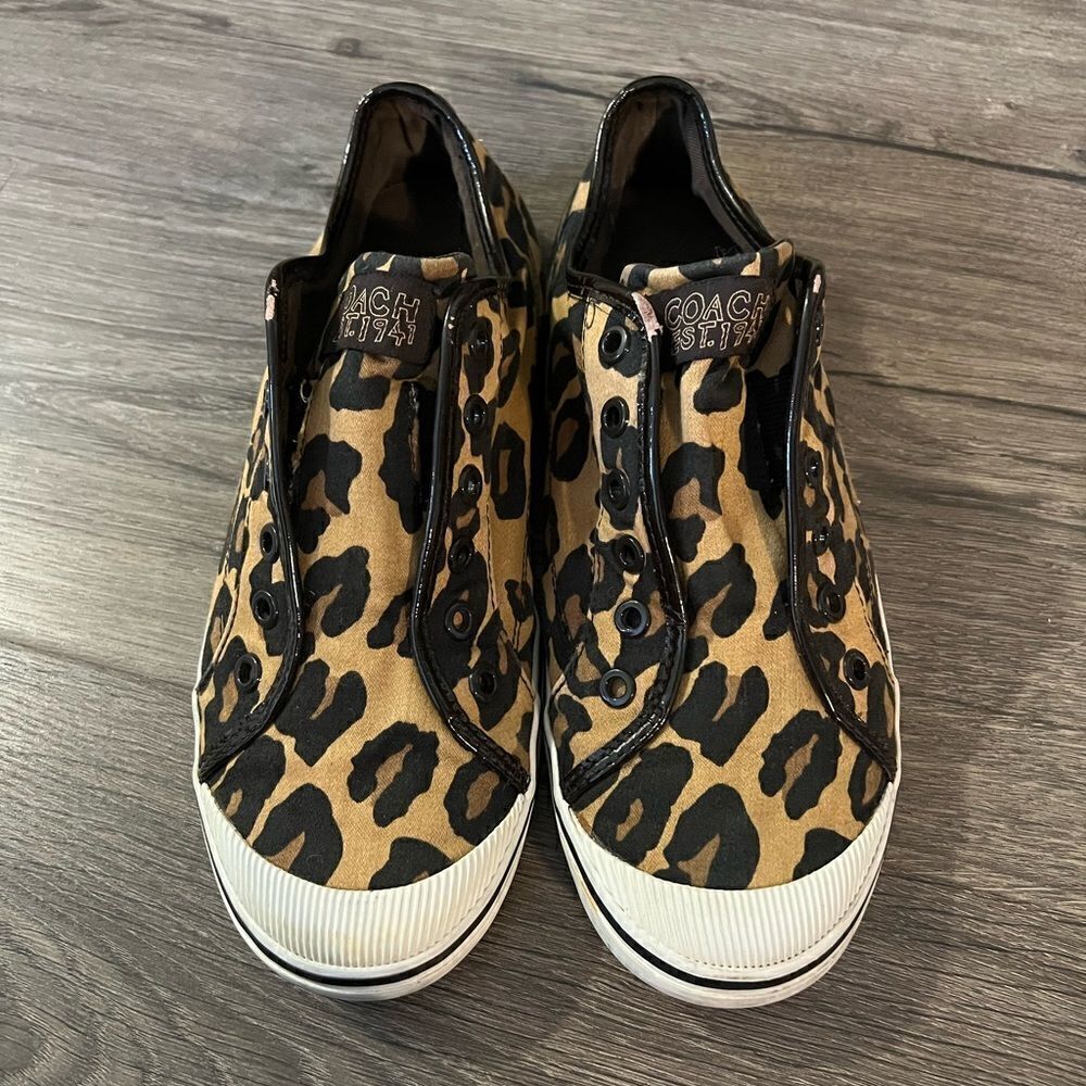 COACH Kira Animal Leopard Print Designer Sneakers Cheetah Women's Size 10B